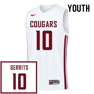 Youth #10 Parker Gerrits Washington State Cougars College Basketball Jerseys Stitched Sale-White